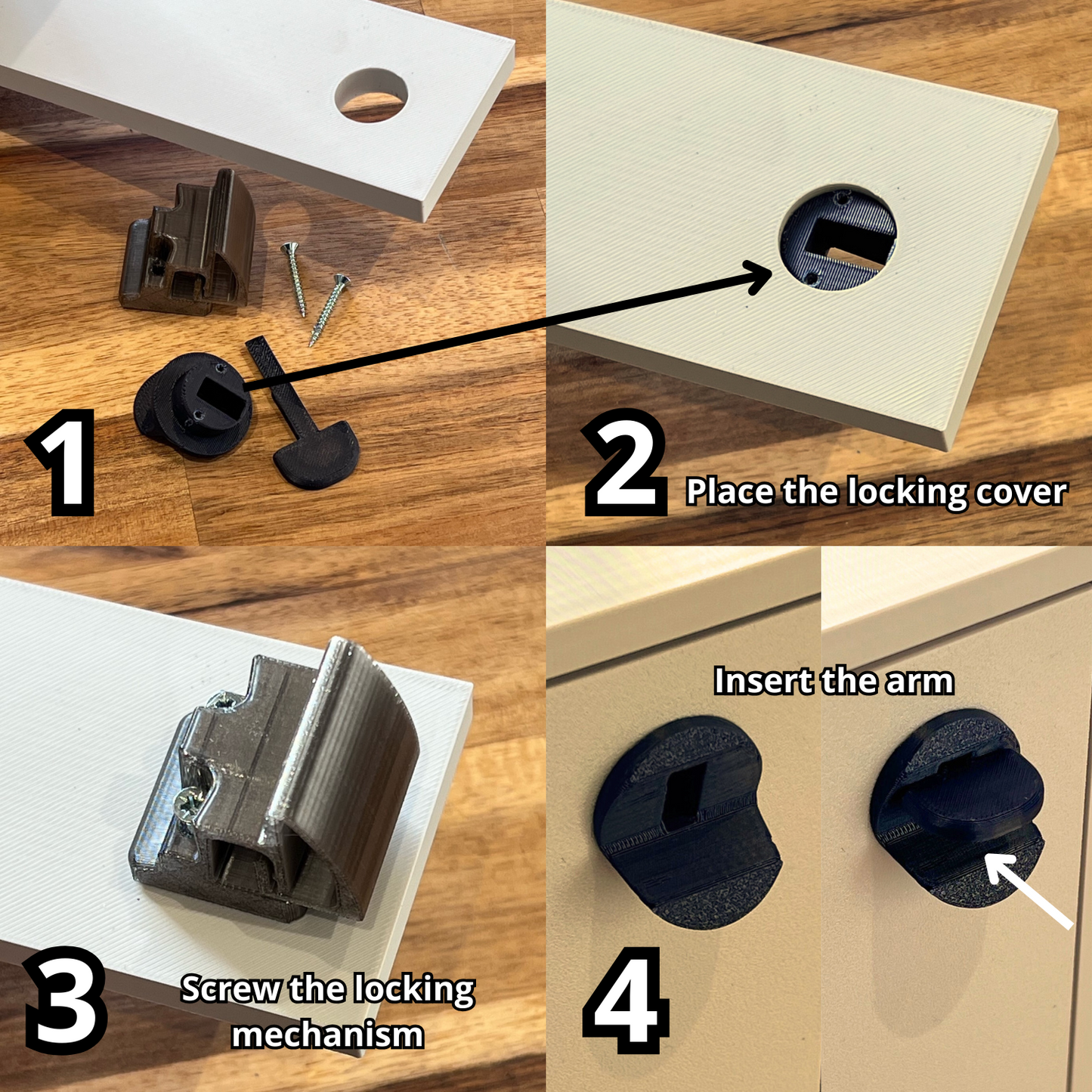 Manuel de montage 1/2 pour loquet à verrouillage automatique pour parois fines (5/10mm) - 3DVanMaker