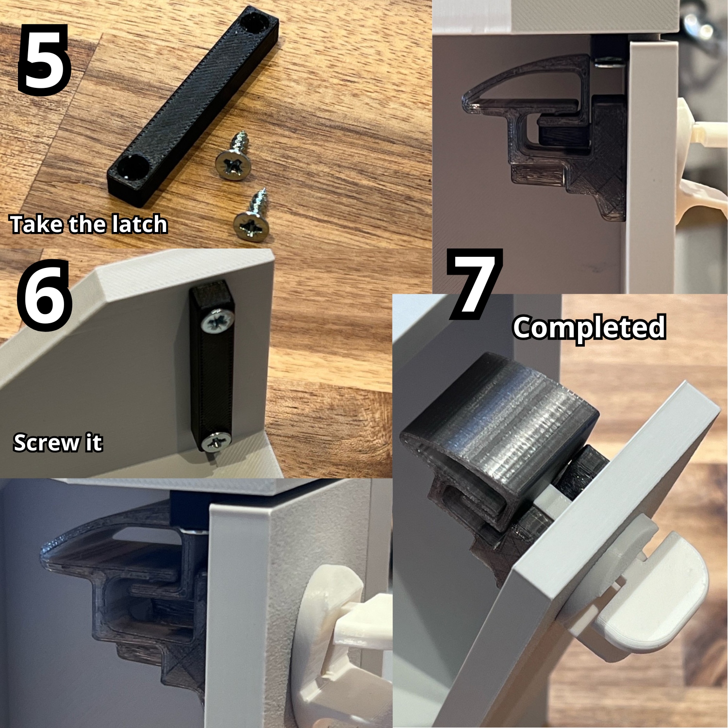 Manuel de montage 2/2 pour loquet à verrouillage automatique pour parois fines (5/10mm) - 3DVanMaker