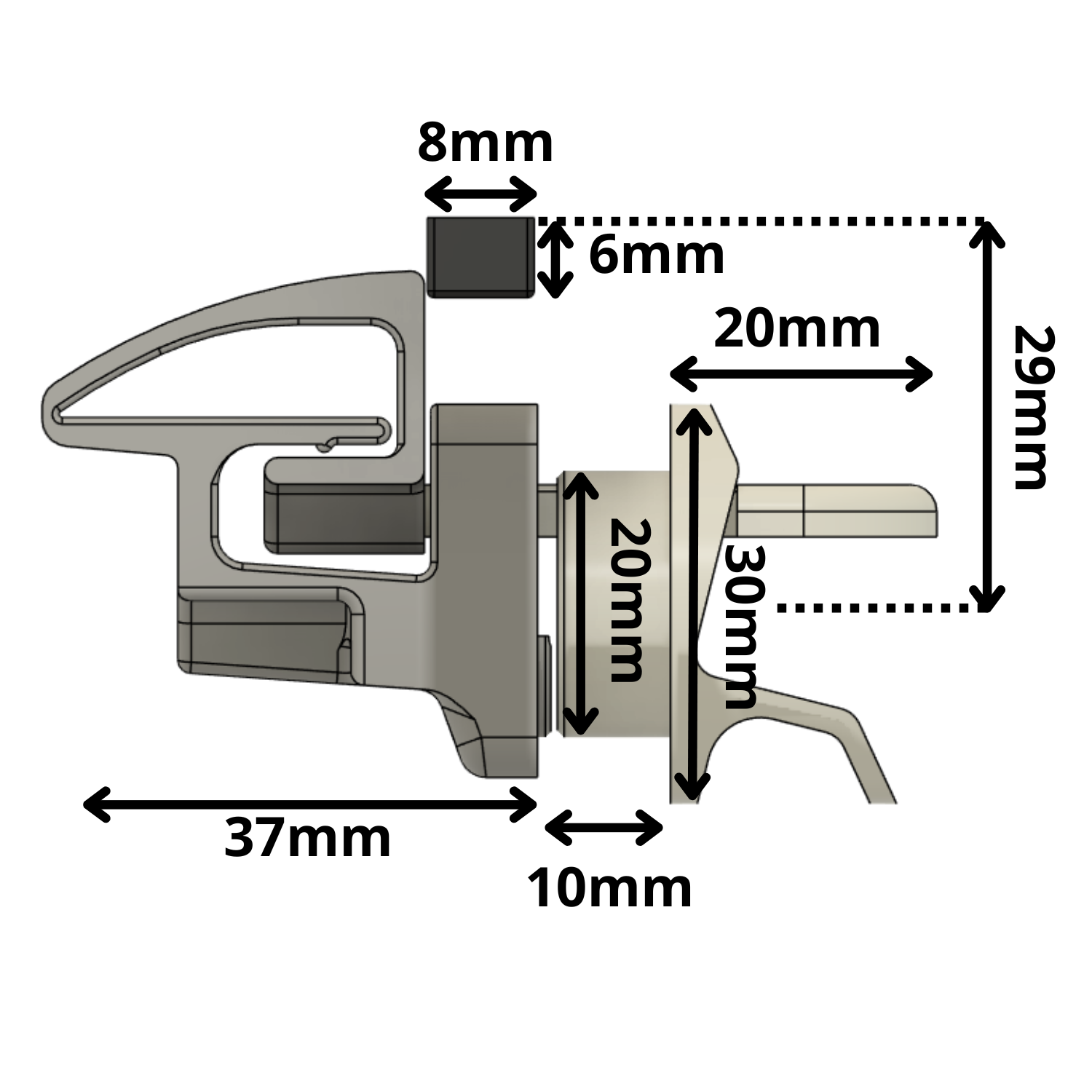 Loquet à verrouillage automatique pour parois fines (5/10mm), dimensions - 3DVanMaker