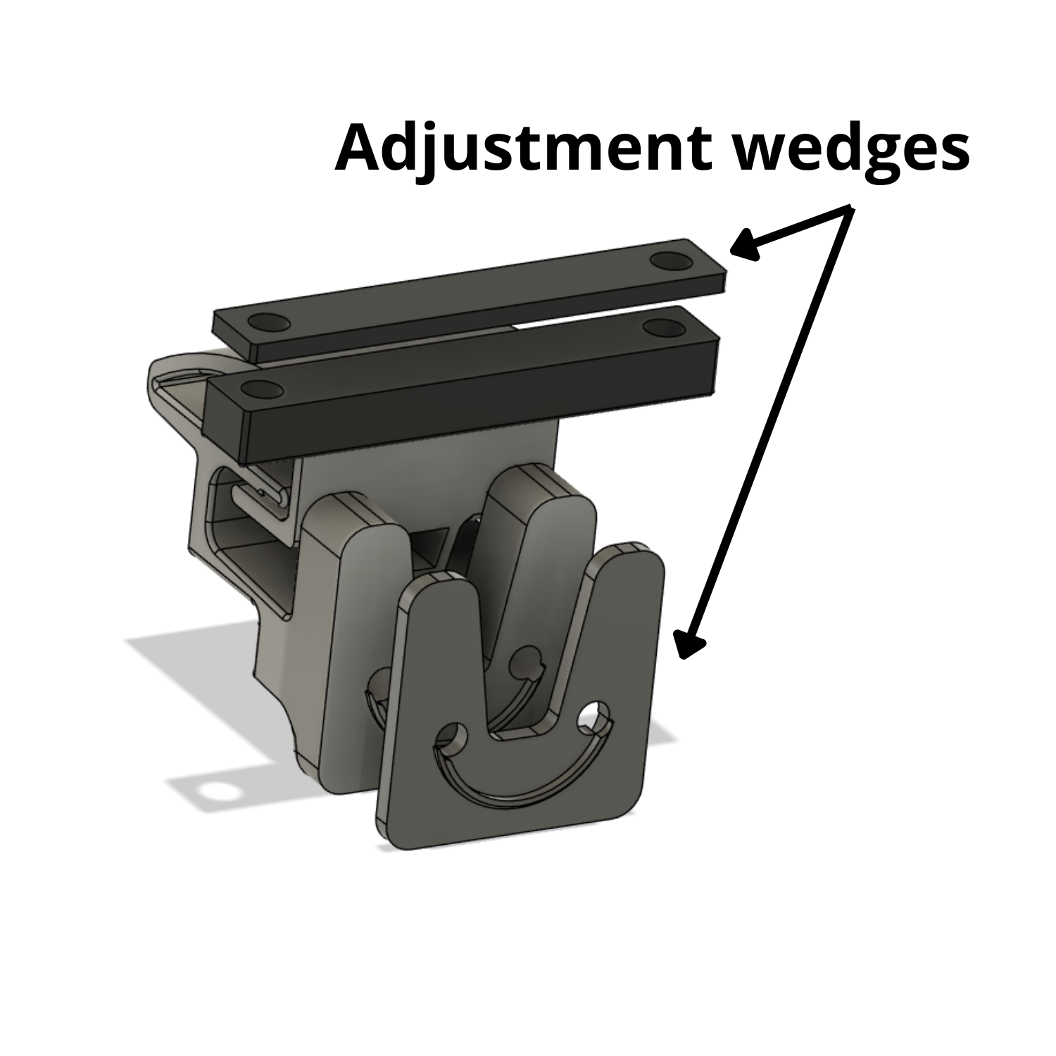Loquet à verrouillage automatique pour parois fines (5/10mm), détail des cales d'ajustement - 3DVanMaker